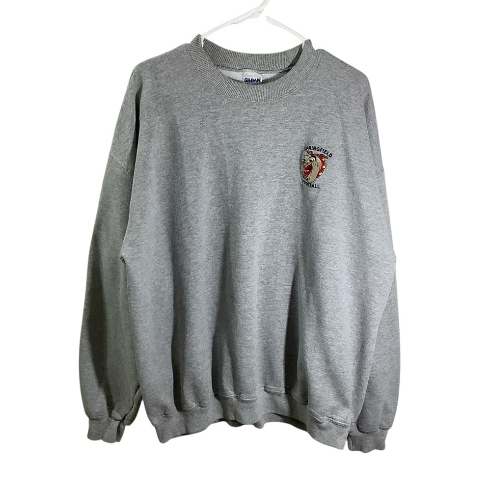 Gildan Gray Crewneck Sweater with Ribbed Cuffs